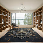 Ornate Golden Star Filigree Medallion Rug