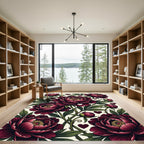 Rich Crimson Peony And Heart Bloom Rug