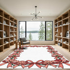 Pink Carnation Floral Bow Border Rug