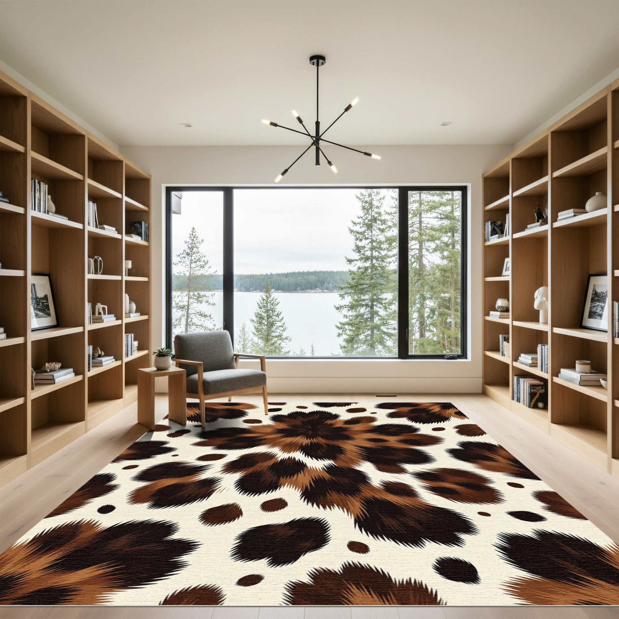 Plush Brown Speckled Faux Animal Hide Rug