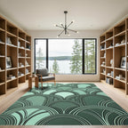 Art Deco Sage Geometric Arch Fan Rug