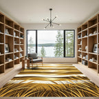 Golden Coastal Grass Sunset Wave Artwork Rug
