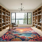 Coral Sunset Coastal Ocean Rug