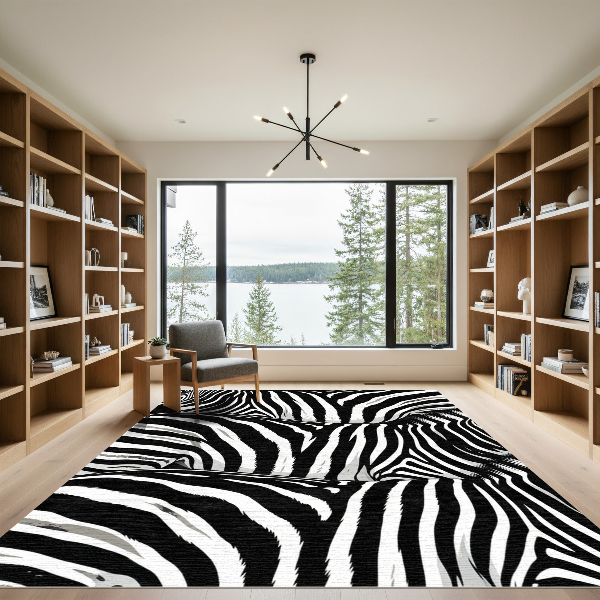 Classic Black White Zebra Stripe Rug