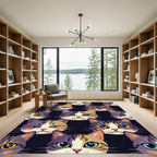 Whimsical Colorful Cat Face Medley Rug