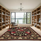 Rich Red White Rose Garden Garland Rug