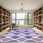 Lavender Wavy Scalloped Geometric Tile Rug