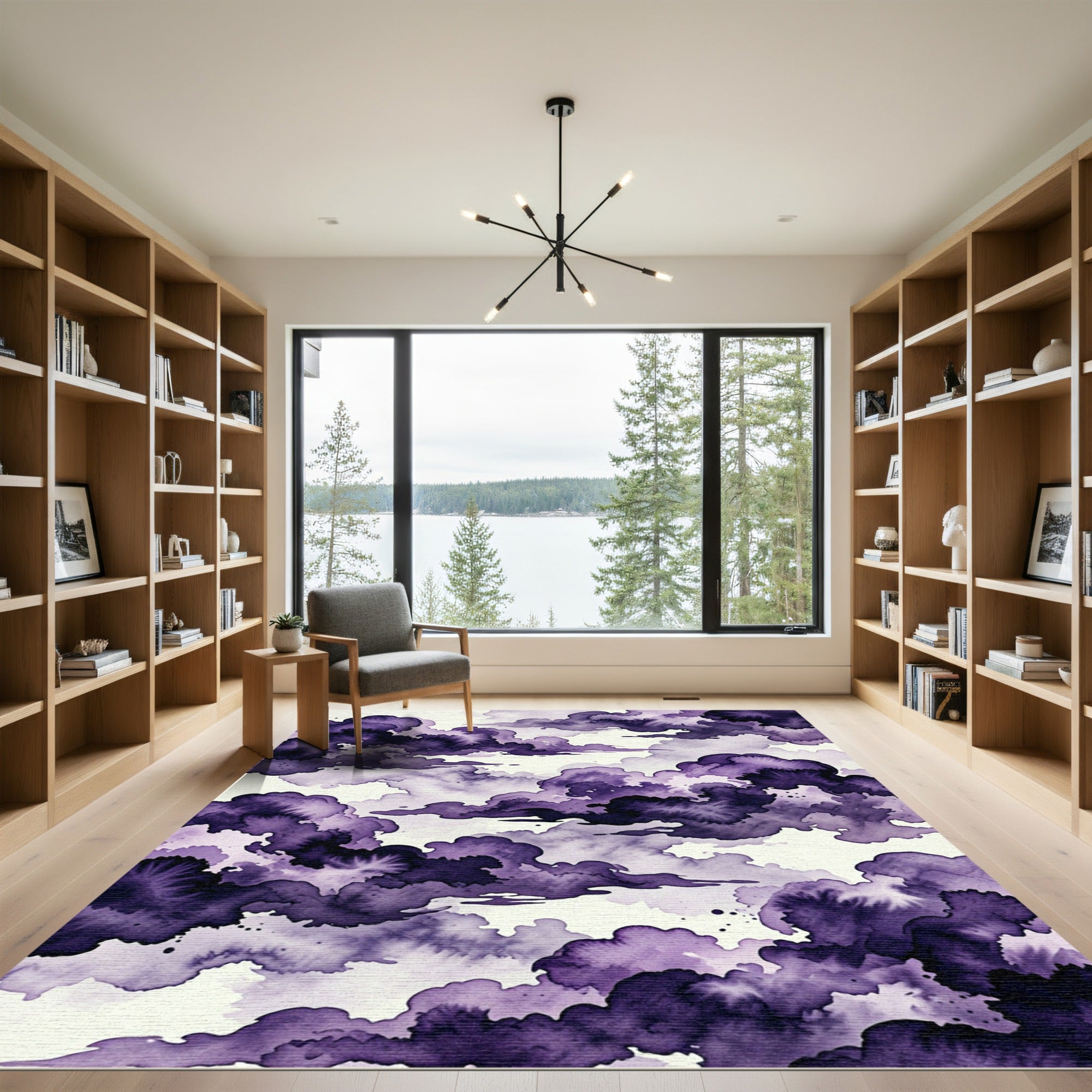 Ethereal Deep Plum Watercolor Clouds Rug