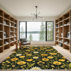Golden Daisy Poppy Floral Botanical Rug
