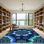 Vibrant Blue Tie Dye Mandala Rug
