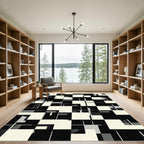 Monochromatic Geometric Architectural Collage Rug