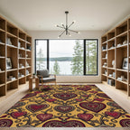 Ornate Golden Heart Filigree Rug