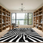 Bold Black and White Zebra Swirl Rug