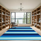 Modern Blue Gradient Abstract Striped Rug