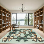 Sage Green Ribbon Trellis Bows Rug