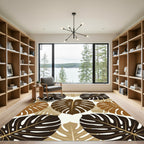 Tropical Monstera Leaf Earthy Tone Rug
