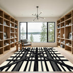 Black Geometric Grate Composition Rug