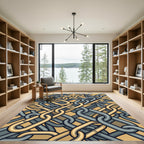 Interlocking Industrial Gold and Slate Chains Rug