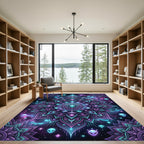 Neon Galactic Alien Mandala Medallion Rug