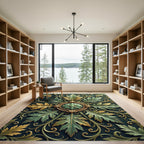 Ornate Gold Folio Medallion Verdant Scroll Rug