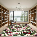 Vintage Botanical Cherry Blossom Floral Art Rug