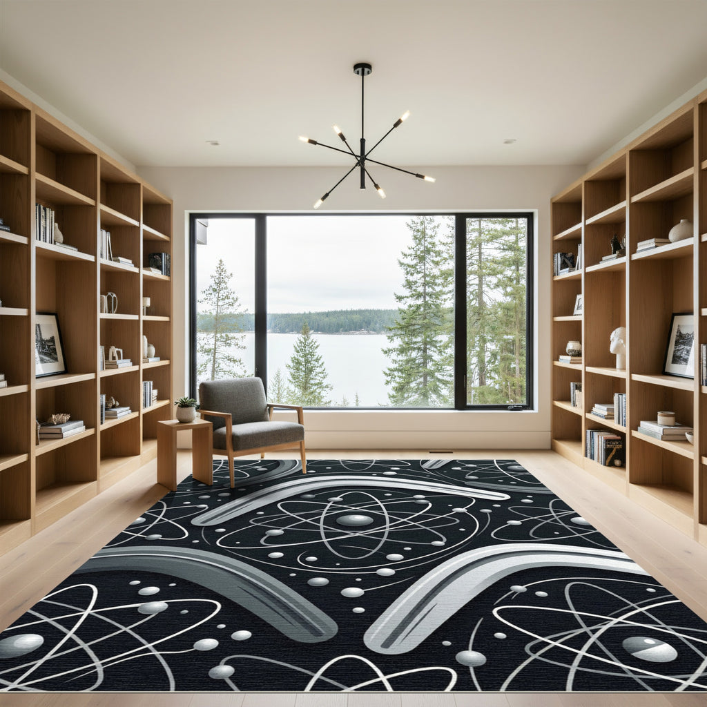 Monochromatic Abstract Atomic Boomerang Rug