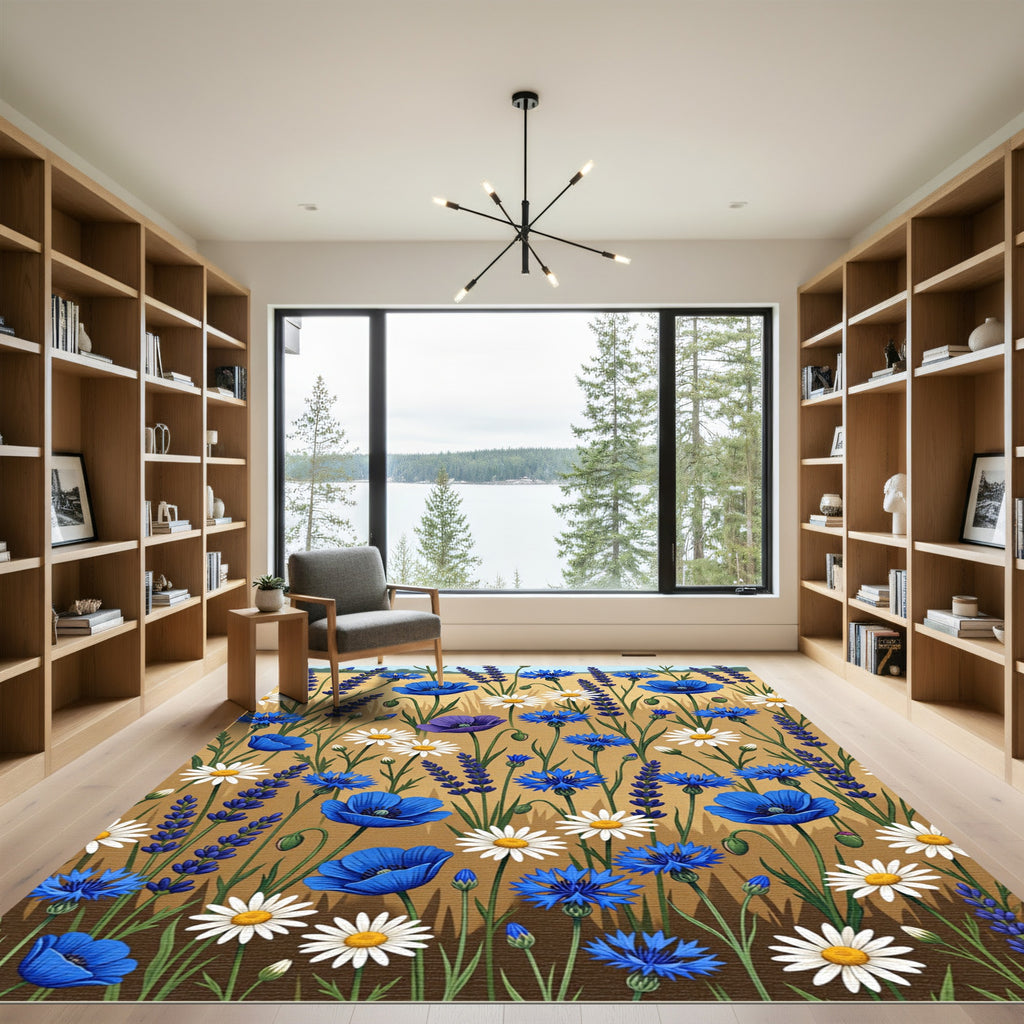 Field Of Blue Lavender And Poppies Rug