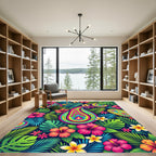 Vibrant Tropical Paisley Floral Oasis Rug