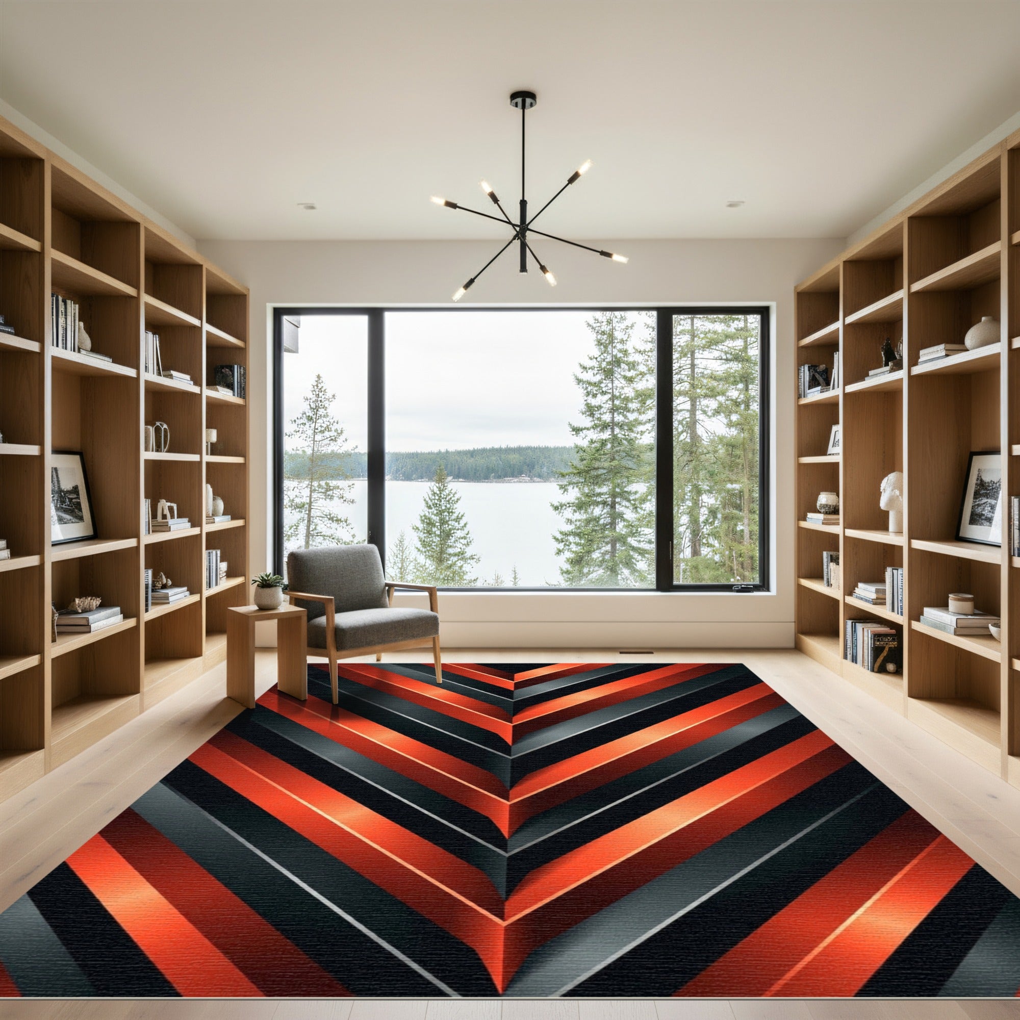Bold Orange Dark Chevron Rug