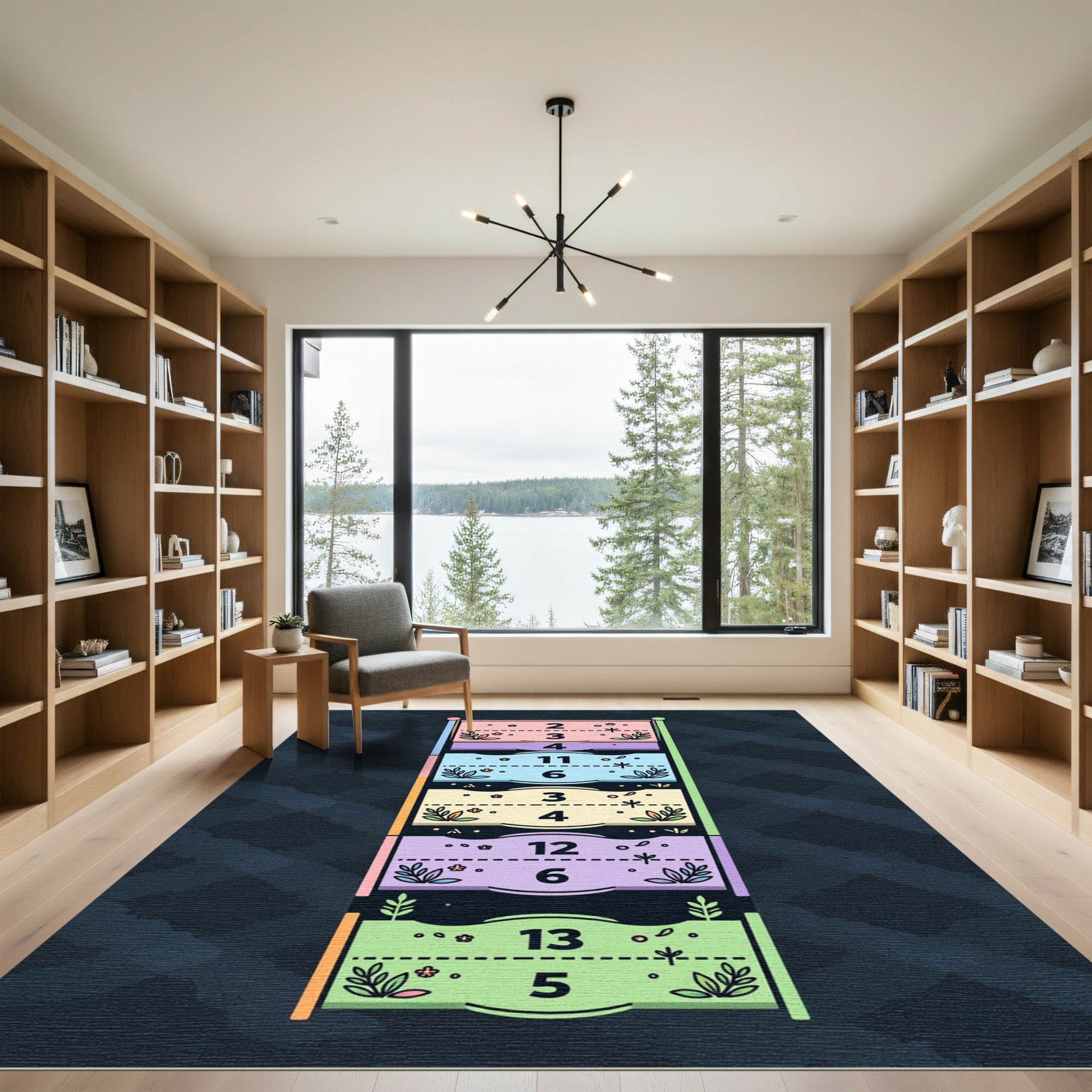 Pastel Numbered Botanical Graphic Panel Rug