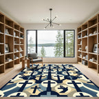 Geometric Navy Cream Cross Symbolic Rug