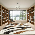 Earthy Brown Swirling Abstract Strokes Rug