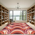 Retro Terracotta Curved Arch Wave Rug