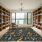 Golden Treble Clef Musical Note Art Rug