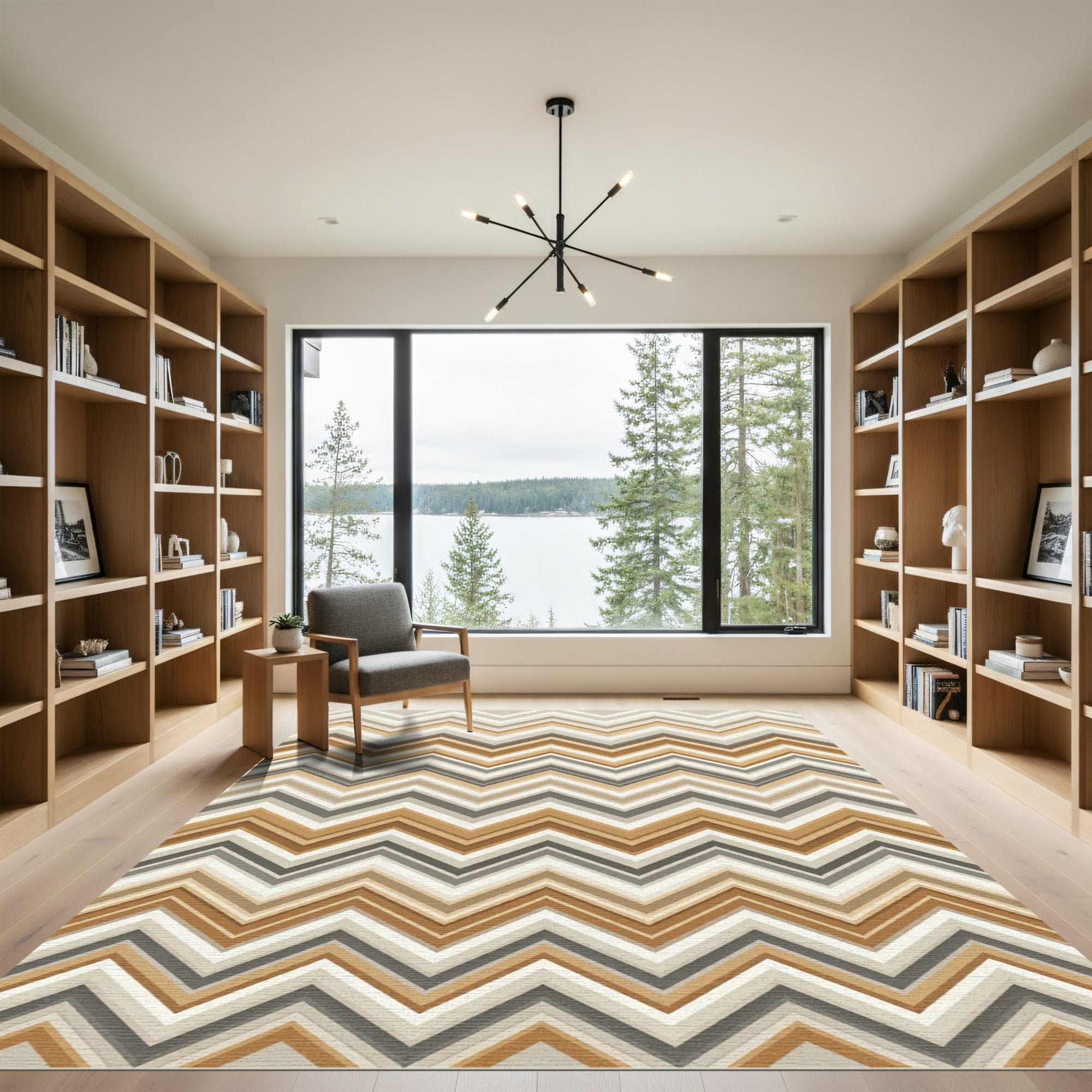 Modern Earthy Chevron Zigzag Area Rug