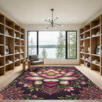 Ethereal Pink Lotus Floral Mandala Rug