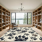Minimalist Black Bear Paw Footprint Rug
