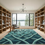 Interlocking Aqua Sea Wave Knot Rug