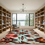 Earthy Tribal Arrow Poppy Feather Accent Rug