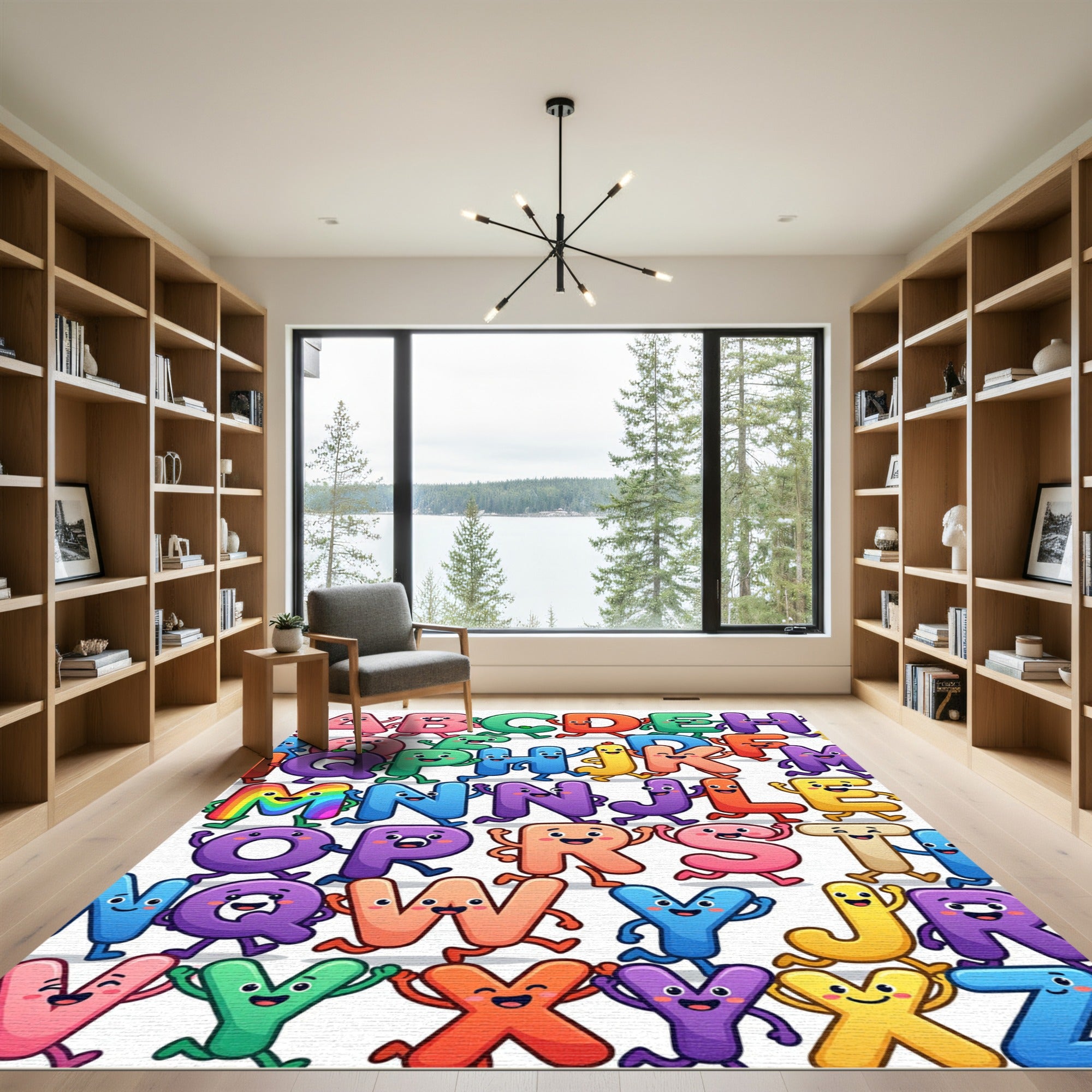 Colorful Playful Alphabet Characters Illustration Rug