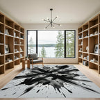 Monochromatic Black Ink Splash Abstract Rug