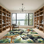 Watercolor Tropical Safari Wildlife Fauna Rug