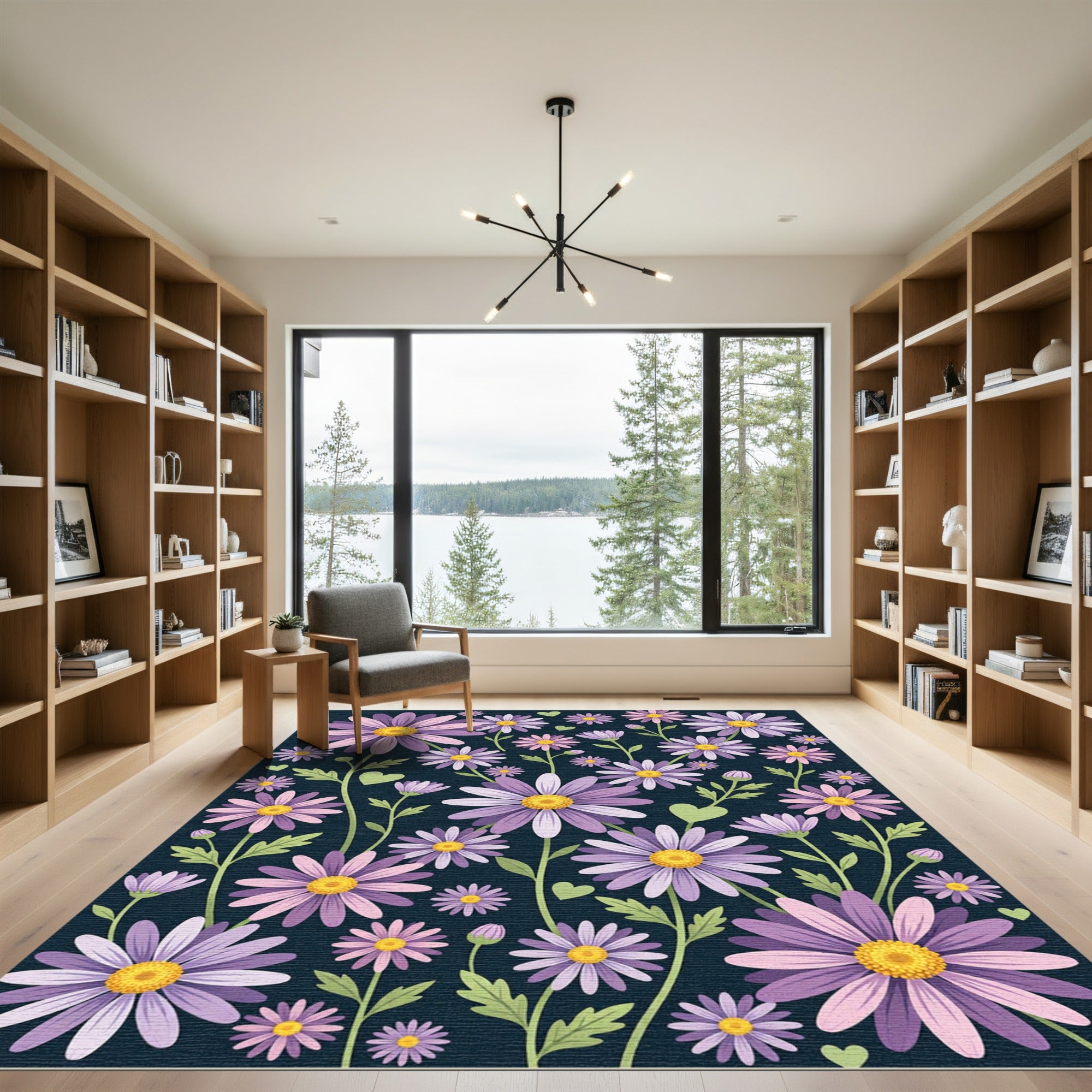 Purple Daisy Meadow Garden Rug