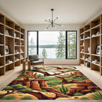 Prehistoric Pterodactyl Canyon Landscape Art Rug