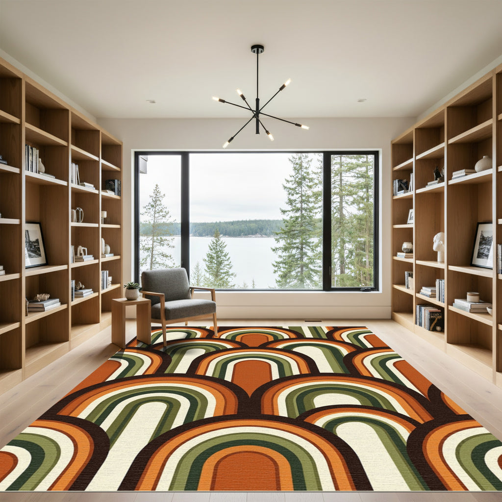 Retro Sunset Arch Abstract Midcentury Rug
