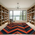 Modern Bold Orange Charcoal Chevron Rug