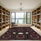 Tribal Crimson Hexagon Elephant Foot Rug