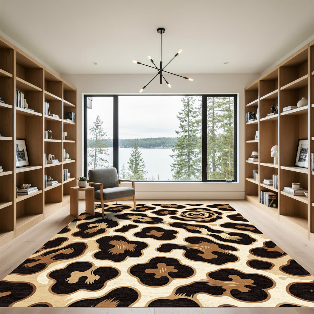 Brown and Beige Leopard Spots Rug