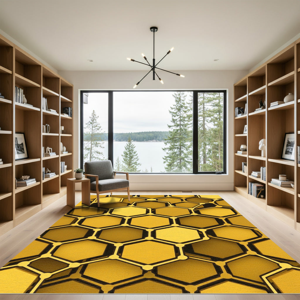 Golden Honeycomb Interconnected Geometric Rug
