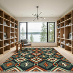 Geometric Southwestern Lightning Bolt Iron Chain Rug